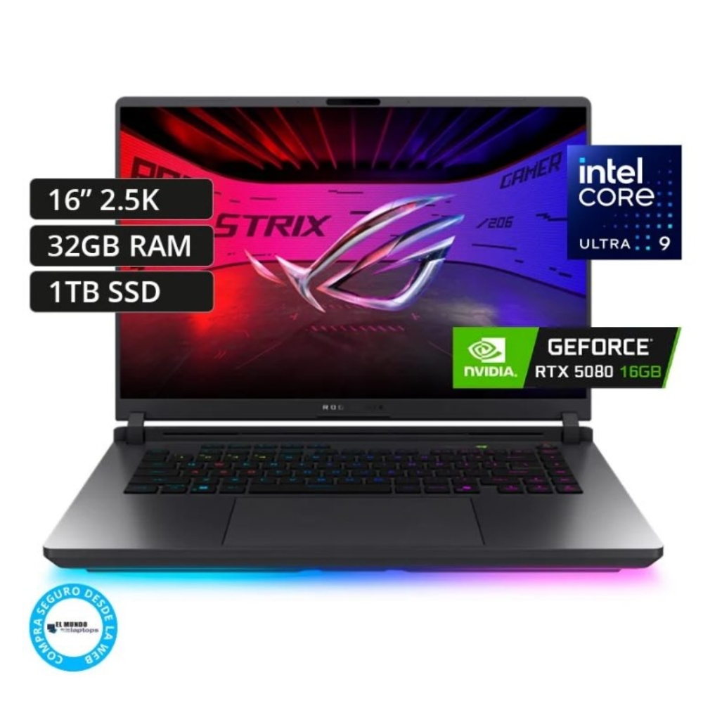 ASUS ROG Strix G16  Intel Core Ultra 9 275HX / 32GB / 1TB / RTX 5080 / 16″ 2.5K ROG Nebula Display (2560×1600), 240Hz